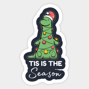 Tis Is The Season - Long Neck Dinosaur Sticker
